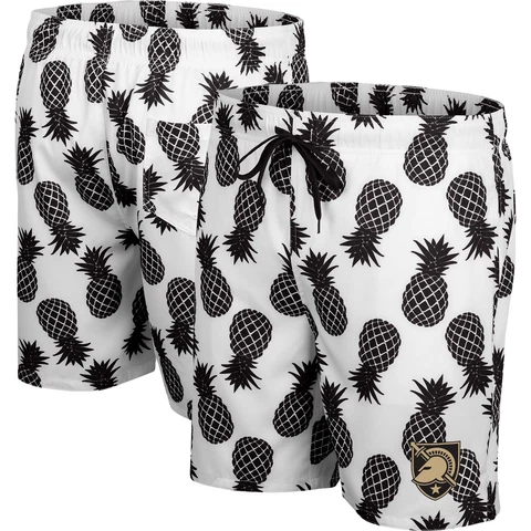 Men's Colosseum White/Black Army Black Knights Pineapple Swim Shorts Cover
