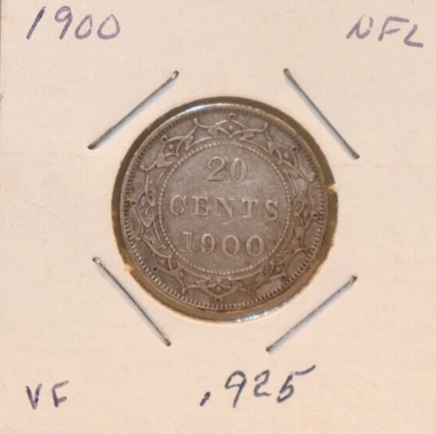 Newfoundland 1900 20 Cents Silver Coin - Very Fine Cover