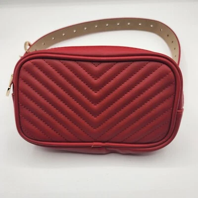 Steve Madden Fanny Pack Crossbody Sling Belt Bag  Red Chevron Faux Leather - Image 1 of 4