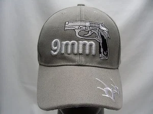 9MM - GUN - PISTOL - GRAY - ADJUSTABLE BALL CAP HAT! - Picture 1 of 6