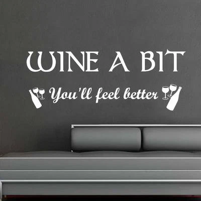 WINE A BIT kitchen LARGE wall sticker art decor bedroom decal - Image 1 of 2