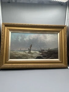 ÖLGEMÄLDE | ÖL/HOLZ | STÜRMISCHE SZENE AUF DEM MEER - UNLESERLICH SIGNIERT - - Bild 1 von 19