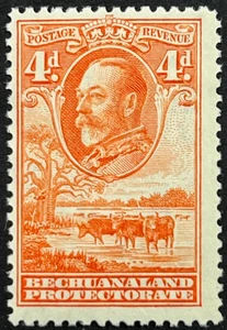 Bechuanaland, King George V with Cattle, 4 Pence, Scott 109, MNH, F-VF - Picture 1 of 2
