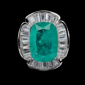 925 Sterling Silver Ring Antique Synthetic Emerald Gemstone Jewelry Size 7.5 - Picture 1 of 13