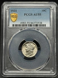 1931 Mercury Silver Dime PCGS AU 55 - Picture 1 of 4