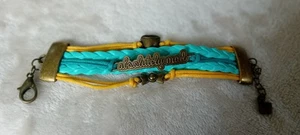 Alice In Wonderland Styled Absolutely Mad Bronze Pkated & Leather Bracelet - Picture 1 of 8