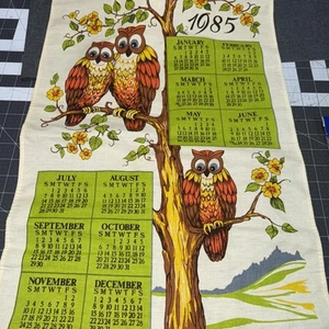 Vintage Kitchen 1985 Owl Calendar Towel - Picture 1 of 1