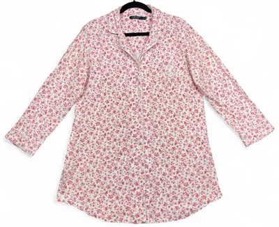 Camisa para dormir Lauren Ralph Lauren para mujer XL roja blanca floral algodón pijama noche Foto 1 de 4