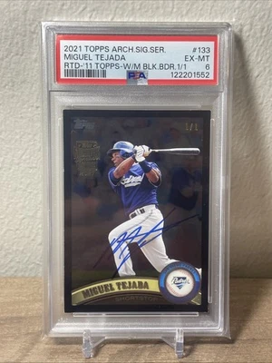 2021 Topps Sig. Ser. '11 Topps Black Border Miguel Tejada Auto 1/1 PSA 6 - Image 1 of 2