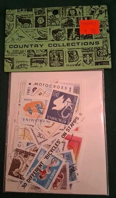 Country collections Stamps. 30 different bicycle/ Motorcycles on stamps. - Image 1 of 4