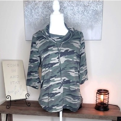 Top mujer camuflaje manga 3/4 talla grande Foto 1 de 4