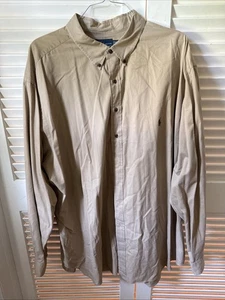 Ralph Lauren Blue Tag 4XLT Tan Button Front Long Sleeve Men's Shirt - Picture 1 of 2