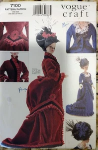 Vogue Schnittmuster 7100 Mode Puppenkleidung 11,5" historisches Kleid ungeschnitten Carr - Bild 1 von 2