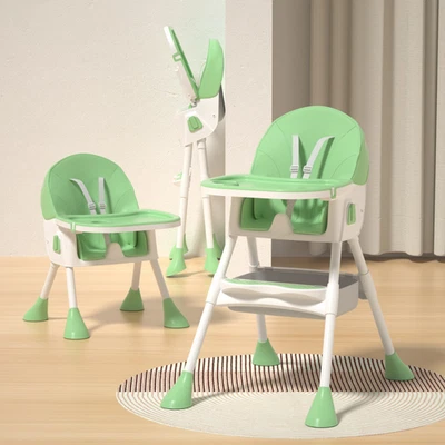High Chair Baby Toddler with Removable Dining Tray 5Point Harness Foldable Green - Image 1 of 4