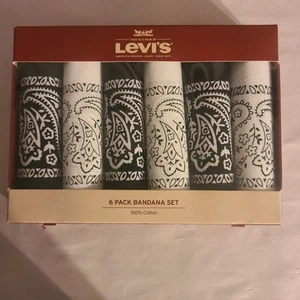 Levi’s 6 Bandana Set Black and White 100% Cotton - Picture 1 of 2