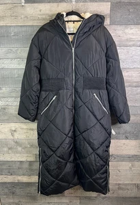 Abrigo acolchado midi largo de lana feobe negro talla mediana Monsoon para mujer - Imagen 1 de 11