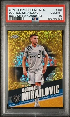 Djordje Mihailovic 2022 Topps Chrome MLS Gold Mini Diamond /50 POP 1 #118 PSA 10 - Image 1 of 2
