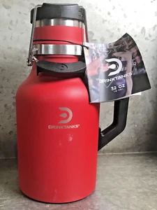 DrinkTanks 32oz Growler Insulated Stainless Steel Double Wall Vacuum Red Unused - Picture 1 of 17