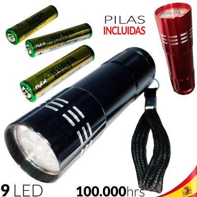 CSE ELECTRONICS LINTERNA LUZ 9 LED T6 CON ASA ALTA POTENCIA PILAS INCLUIDAS LAMP LANTERN