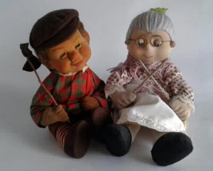 Handmade Characteristic Dolls Grandfather Grandmother 1950 Germany Unique couple - Picture 1 of 7