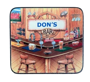 DON'S BAR PERSONALISED NAME SET OF 5 INDIVIDUAL CORK BACKED COASTERS - Picture 1 of 1
