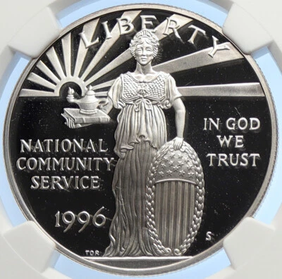 1996 S United States COMMUNITY SERVICE AMERICA Proof Silver $1 Coin NGC i106256 - Image 1 of 4