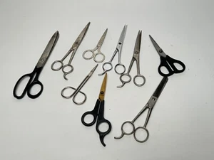 vintage hair scissors, shears, Mixed Lot Of 9 - Picture 1 of 4