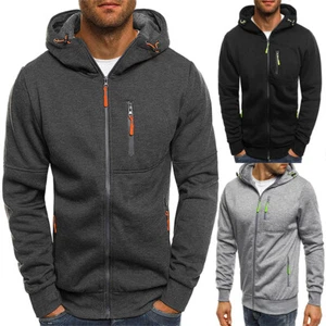 Mens Hoodie Fleece Warm Hooded Jacket Coat Sweatshirt Winter Work Zip Up Jumper - Picture 1 of 27
