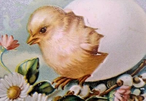 Pollito de Pascua y huevo dorado Tuck & Sons serie No. 701 c. 1907-1910 Sajonia - Imagen 1 de 3