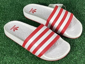 Adidas Adilette Boost Slides Sandals Scarlet Red White Mens Size 11 FX5895 - Picture 1 of 6