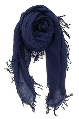 Chan Luu Cashmere & Silk Scarf Wrap Solid MEDIEVAL BLUE Dark Navy BRH-SC-140 - Image 1 of 2
