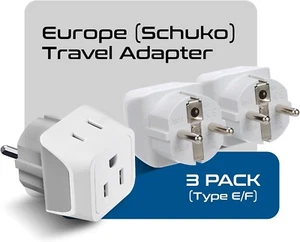 15 Ceptics US to Germany, France (Schuko) Travel Adapter Type E/F (CT-9, 5x3 PK) - Picture 1 of 7
