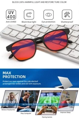 COMSAFE VISION Red Lens Migraine headache Better sleep Max Protection Blue Green light Glasses