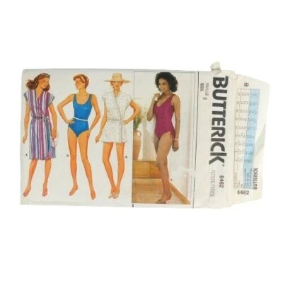Butterick 6462 Misses CoverUp Swimsuit Sewing Pattern Size 8 Wrap Roushing - Image 1 of 4