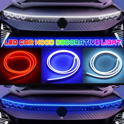 Flexible Car Hood LED Meteor Strip Lights Dynamic Scan Start Up Hoodbeam Kit BM - Image 1 of 4