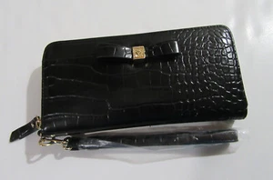 Anne Klein Geldbörse mit schmalem Reißverschluss schwarz Kroko - Bild 1 von 4