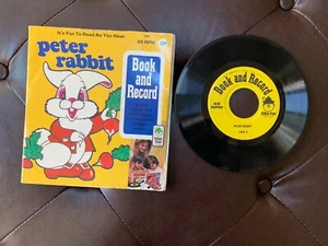 Vintage 1971 PETER RABBIT Book and Record 45 rpm 1949 Peter Pan Records - Picture 1 of 3