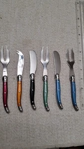 Laguiole Mix Color Stainless Steel Flatware Set. 7 inches, Lot of 6 MIX - Picture 1 of 6