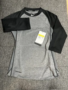 Nike Dri-FIT Baseball Boy's 3/4 Sleeve Black Top CT2682-066 Size Small - Picture 1 of 8