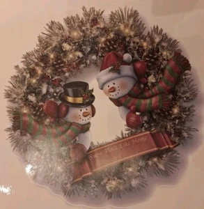 Fensterbild Weihnachten selbstklebend Kranz mit Schneemann ca. 18 x 18cm Neu - Bild 1 von 1
