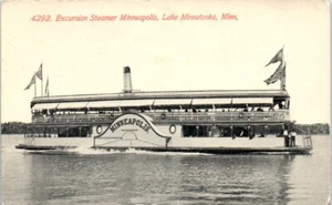 1910s MN Postcard Excursion Steamer Minneapolis Lake Minnetonka Unposted - Picture 1 of 2