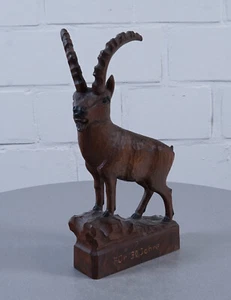 Steinbock Gams Holz geschnitzt Handarbeit Für 30 Jahre Vintage 1960er Jahre - Bild 1 von 6