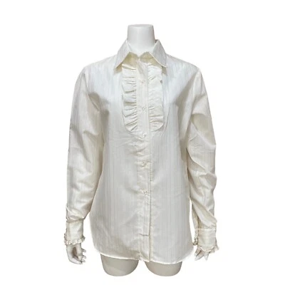 Blusa vintage Dearborn Secretary con volantes frente hilo dorado talla 18 camisa Foto 1 de 4