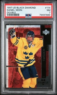 1997-98 Upper Deck Black Diamond Daniel Sedin RC #114 PSA 7 Double - Image 1 of 2
