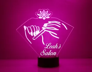 Personalized Nail Salon Light Up, LED Desk Lamp, Company Name Engraved Free - Picture 1 of 8