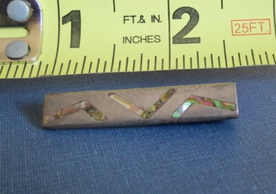ANTIQUE TIE CLIP CLASP IN STERLING SILVER WITH ABALONE - Taxco Mexico - Image 1 of 4