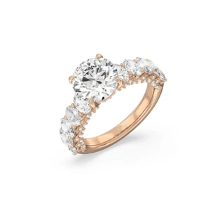 Gold Wedding Ring 14K Rose Round 4.00 Carat IGI GIA Lab Created Diamond Size 7 8 - Picture 1 of 7