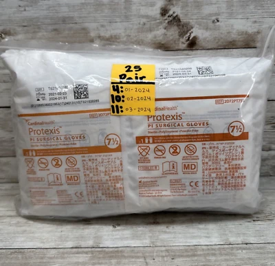 Luvas cirúrgicas de poliisopreno Protexis PI estéreis *25 pares* Tamanho: 7,5 *Veja datas* - Imagem 1 de 4