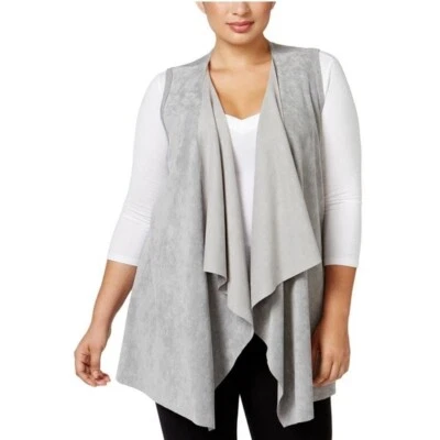 NUEVO $120 Calvin Klein [Más 2X] Chaleco drapeado de gamuza sintética en gris #S689 Foto 1 de 4