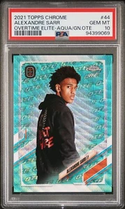 2021 TOPPS CHROME OVERTIME ELITE 44 ALEXANDRE SARR RC AQUA/GREEN OTE /199 PSA 10 - Picture 1 of 10